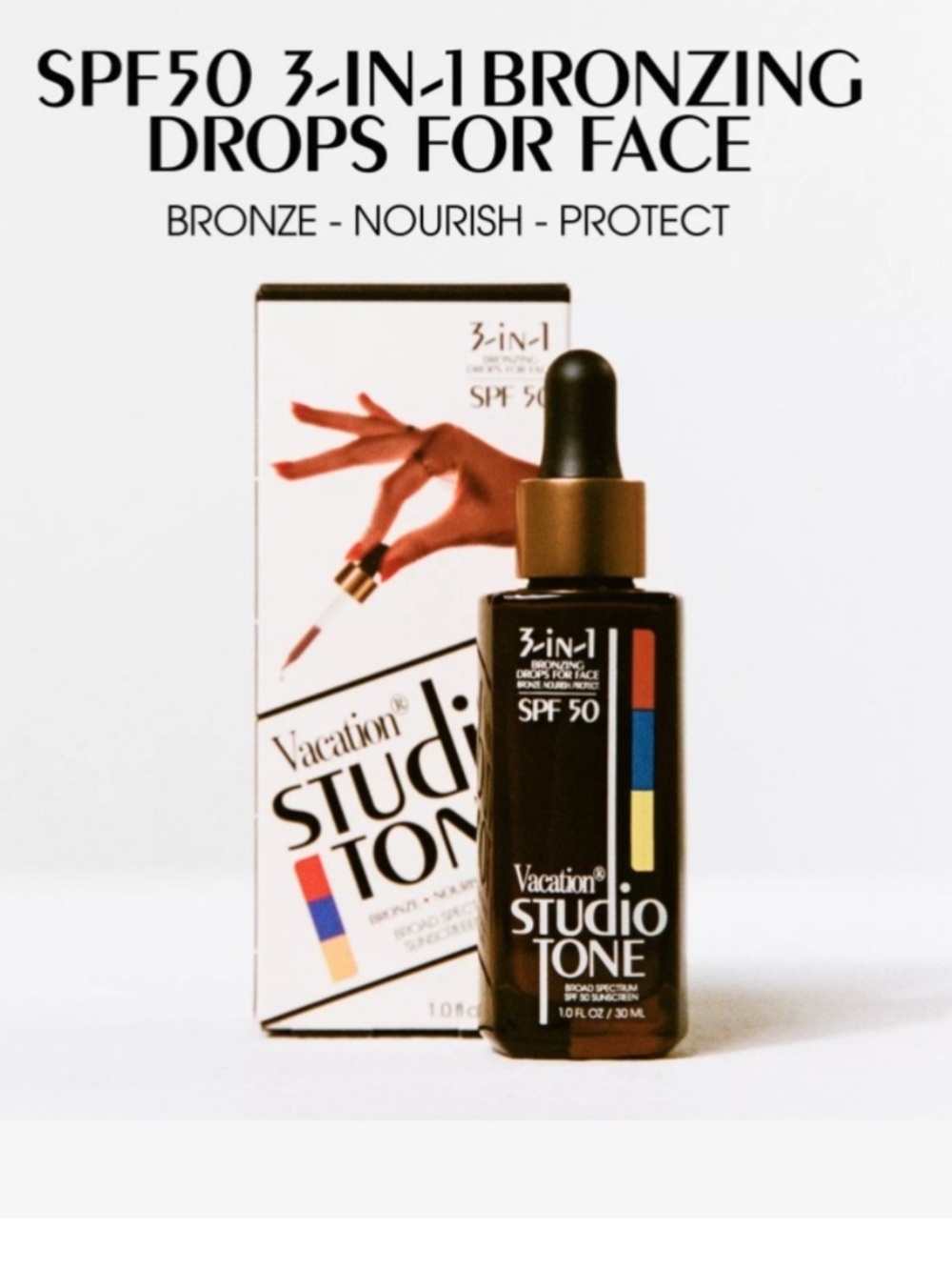 NEW Vacation Studio Tone SPF 50 Bronzing Drops for Face bronze nourish protect